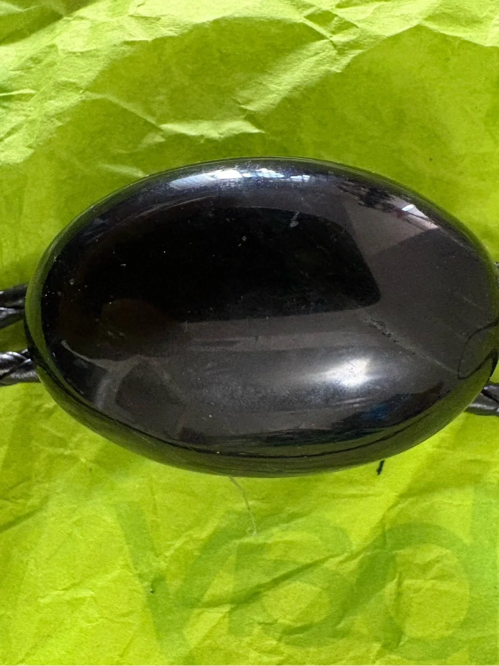 Black Oval Statement Pendant Bolo Tie